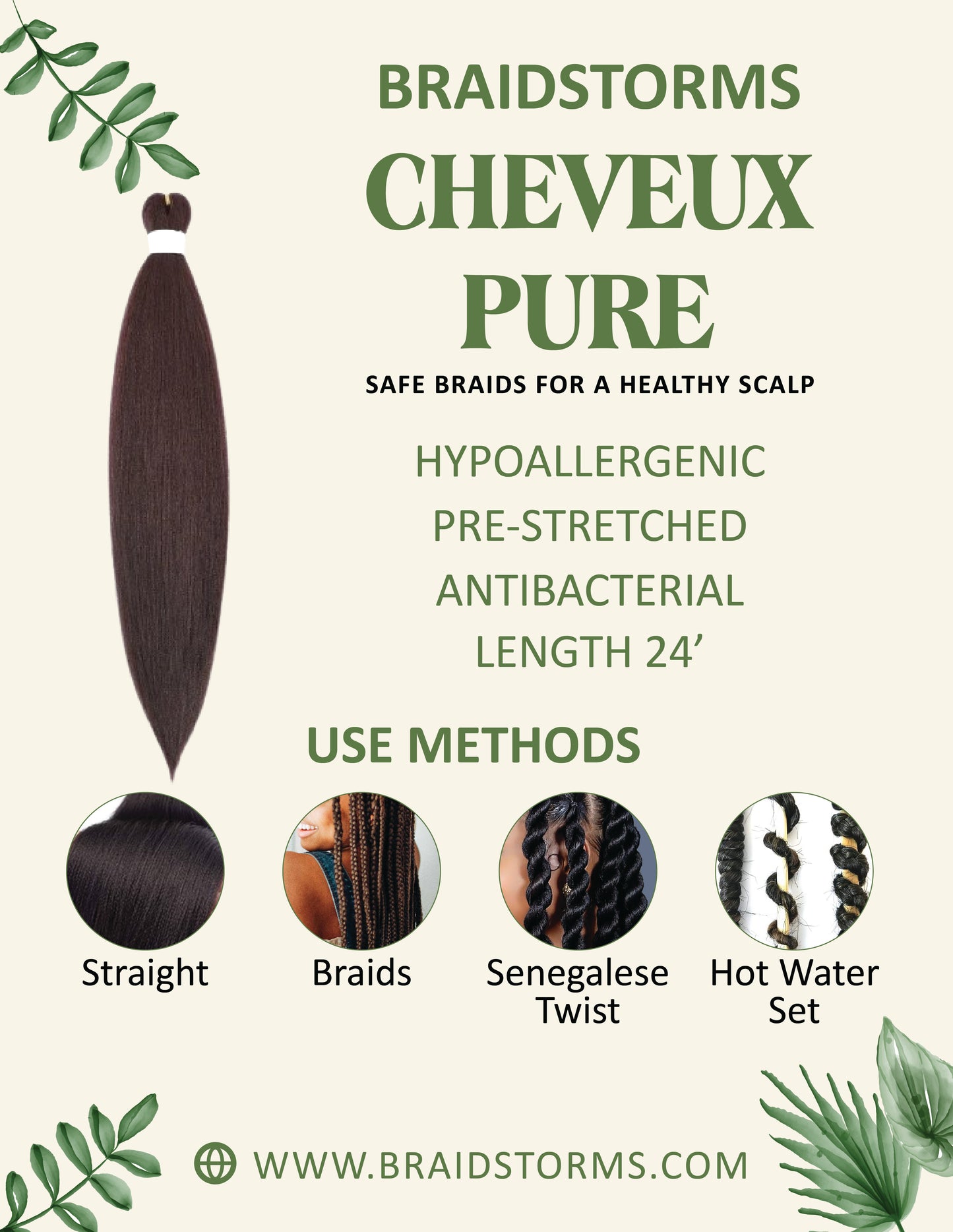 Anti-bacterial, itch-free braiding hair